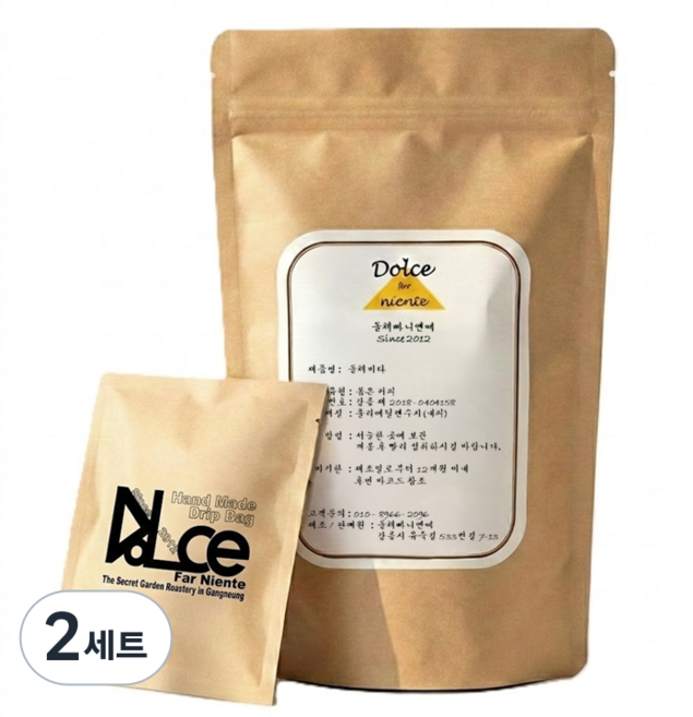 [강릉 1인 로스터리] 수제 드립백 돌체비타 블렌딩, 15g, 5개입, 2세트