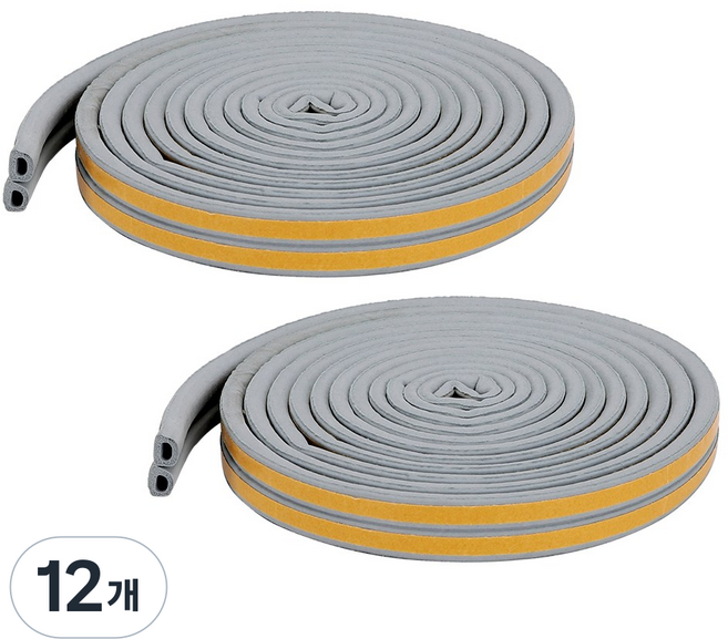 레디보드 고무패킹 문풍지 D형, 12개, 그레이