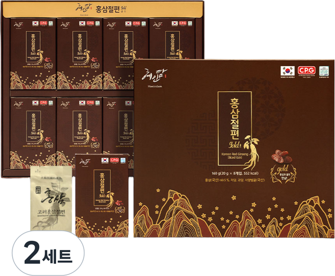 혜인담 홍삼절편 골드 20g x 8개입 선물세트, 2세트, 160g