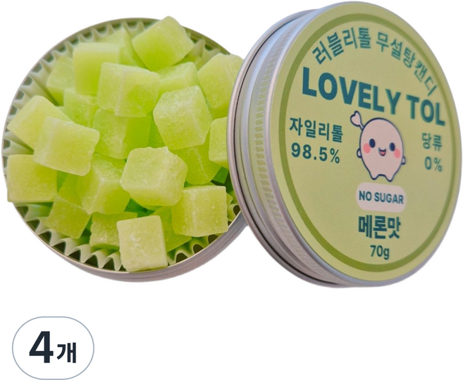 러블리톨 멜론맛 무설탕자일리톨캔디, 4개, 70g