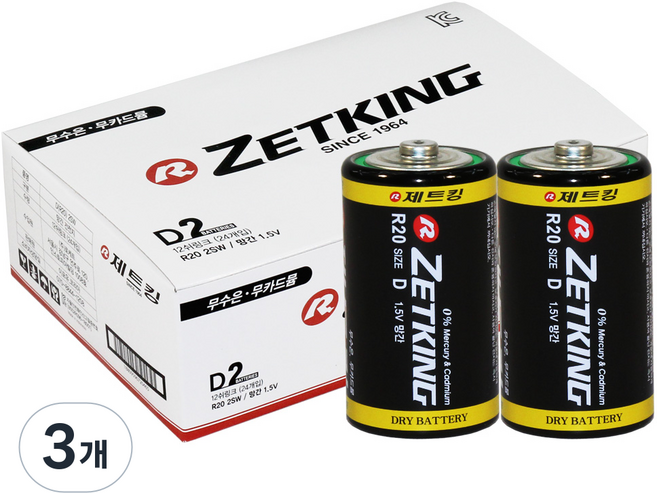 제트킹 망간 D형 건전지 (R20 / D타입), 24개입, 3개