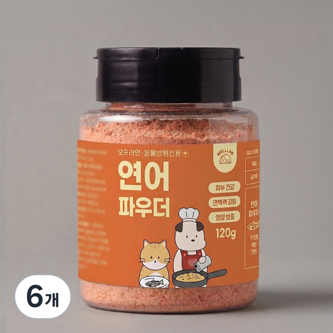 웰랩 국내산 강아지 수제 파우더 3종, 6개, 120g, 연어