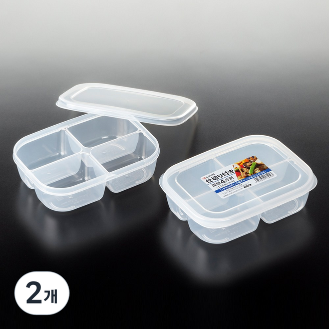 나까야 나눔 칸막이 밀폐용기 4칸, 2개, 단품