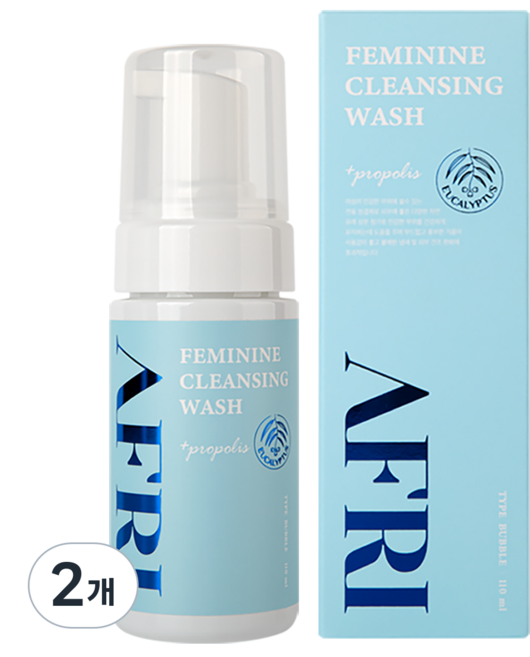 애프리 버블여성청결제(프로폴리스 성분) 약산성 천연성분 임산부사용가능, 2개, 110ml