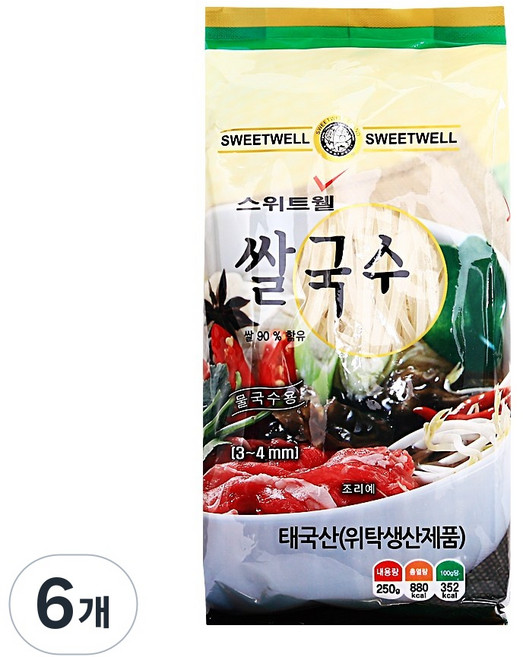 푸드올마켓_ 스위트웰 쌀국수 3~4mm 250g, 6개