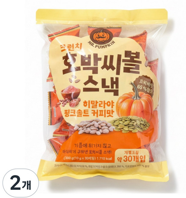미스터 크런치 호박씨볼 스낵 히말라야 핑크솔트 커피맛, 300g, 2개
