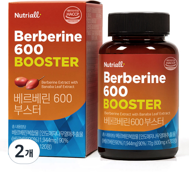 베르베린 600 부스터 식약청 HACCP 인증 4개월분, 2개, 120정