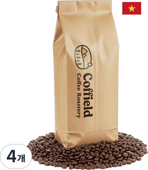 커필드 베트남 싱글 오리진 원두, 1kg, 4개