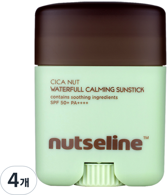 넛세린 시카 넛 선스틱 카밍 쿨링 워터드 SPF50+ PA++++ 미백 주름개선 끈적임 없는 온가족 썬스틱, 20g, 4개