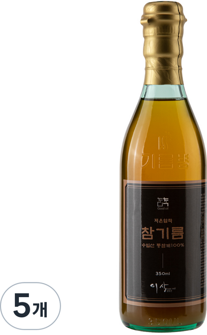 이삭방앗간 45년 전통 저온압착 통참깨 참기름, 5개, 350ml