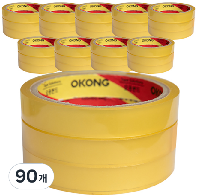 오공 중포장 문구 물레방아 리필용 사무용 OPP테이프 16mm x 20m, 투명, 90개