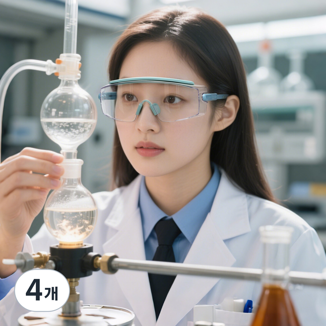 RAUOJOS 보안경 작업 보안경 워터밤 고글 김서림방지 방수의 고글 ROS-OTG001, 터키옥색, 4개, 투명 렌즈