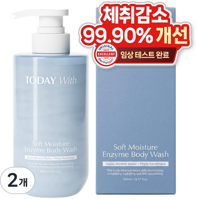 투데이위드 소프트 모이스쳐 올인원 효소 바디워시, 2개, 500ml