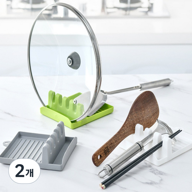 데이앤데이 조리도구 거치대 냄비 뚜껑 받침 3P, 2개, 클리어그레이3P