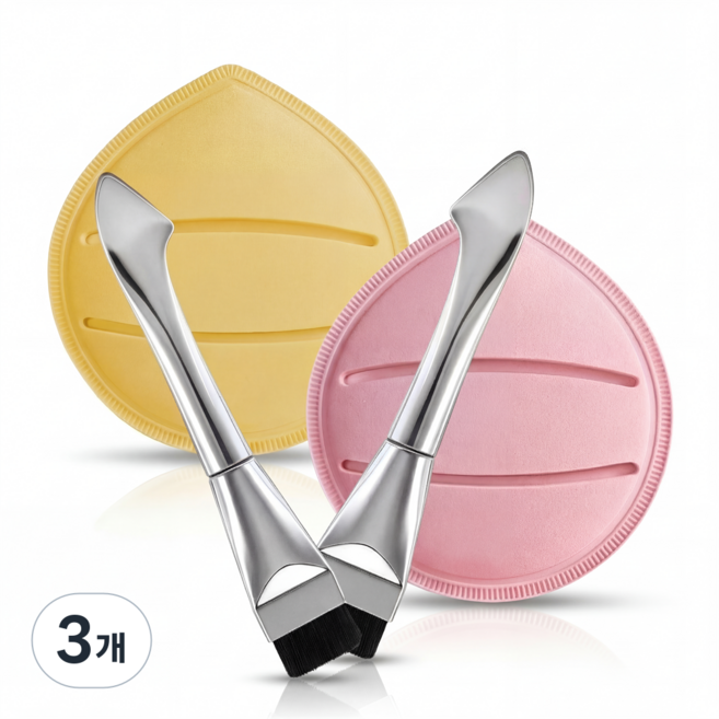 소온 (SO:ON) 메이크업 스파츌라 일체형 납작 파운데이션 브러쉬 듀오 2개, 3개, 실버