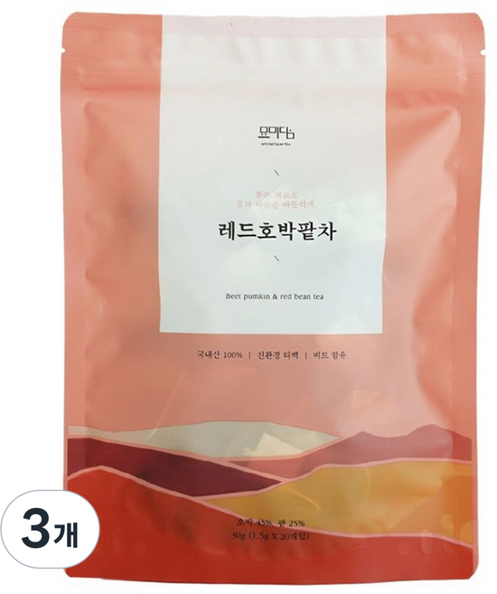 묘미담 레드 호박팥차 티백 국내산, 20개입, 3개