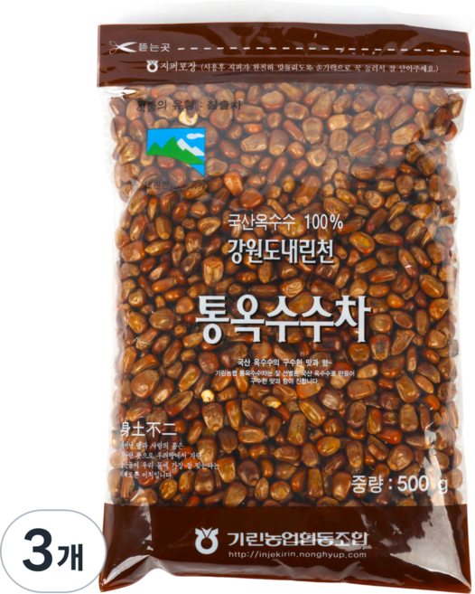 기린농협 내린천 국산 통옥수수차 500g, 3개, 1개입