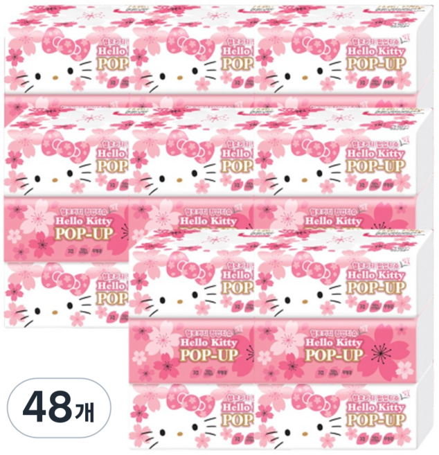 헬로키티 팝업티슈 벚꽃에디션 3겹, 110매, 48개