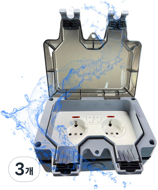 <한정판매>다용도 야외 캠핑 방수 방진 스위치 노출 콘센트 오픈, 3개, 6. 빌트인 2구 노출콘센트, 블랙, 드라이버 포함, 168mm