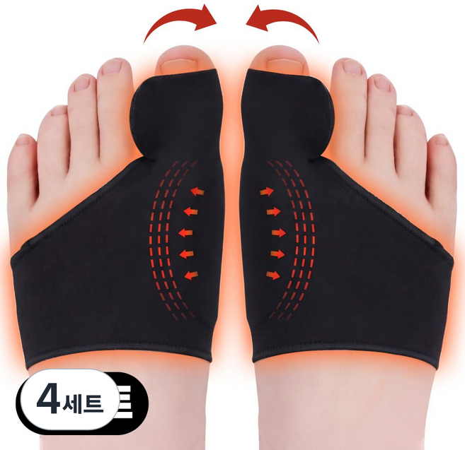 라라무브 엄지발가락 분리 고정밴드 보호대, 블랙, 4세트