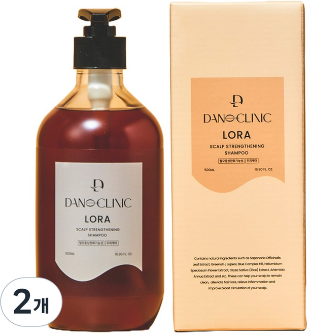 다노클리닉 로라 두피 강화 샴푸 약산성 저자극인증샴푸, 2개, 500ml