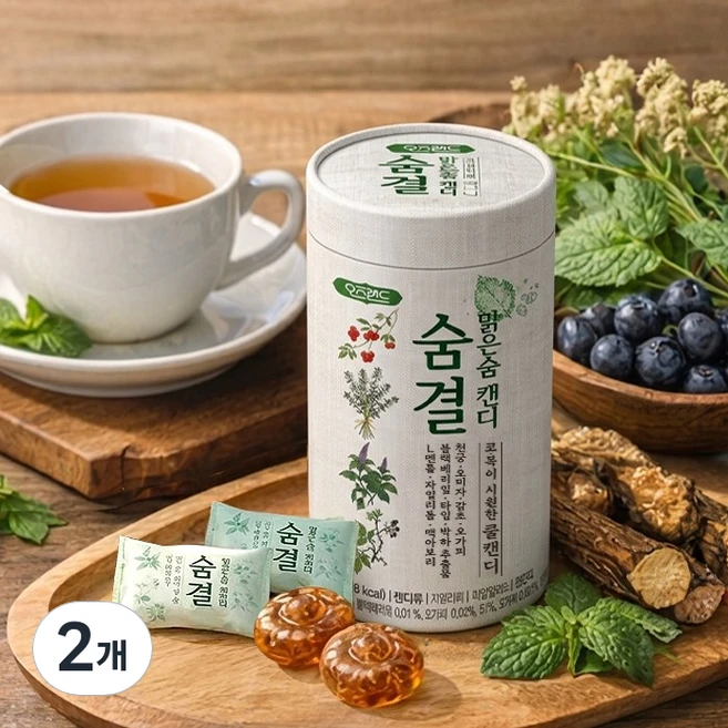 숨결 맑은숨 캔디/코목이 뻥 뚫리는 기관지캔디/미세먼지.감기.황사/시원한 허브.멘톨.자일리톨 블랜드, 2개, 150g - 쿠팡