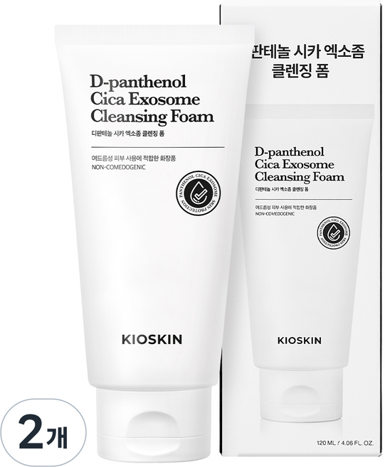 피지 92%개선 여드름완화 클렌징폼 모공세정 시카엑소좀 진정보습 약알칼리 저자극 블랙헤드 피지제거 논코메도제닉, 2개, 120ml