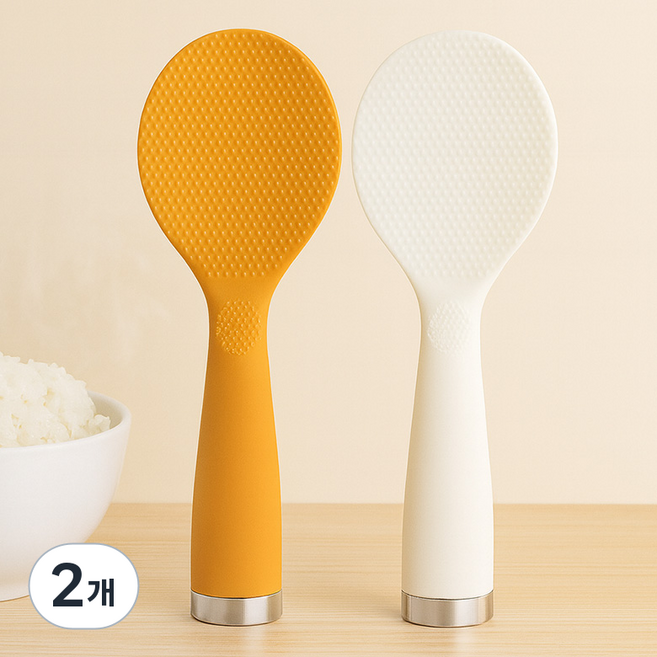 에랄도 밥풀안붙는 스탠딩 주걱, 2개, 화이트