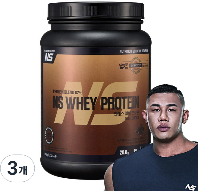 NS 웨이프로틴 초코맛 단백질보충제 프로틴, 3개, 1kg
