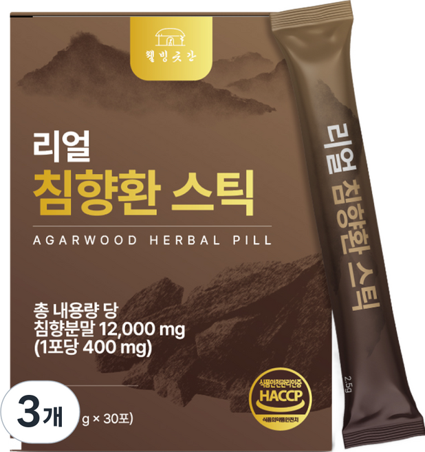 웰빙곳간 리얼 침향환 스틱, 3개, 30회분