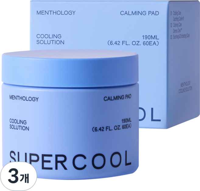 멘톨로지 슈퍼 쿨 카밍 패드 쿨링 각질제거 수분 진정 모든피부용, 3개, 60매입