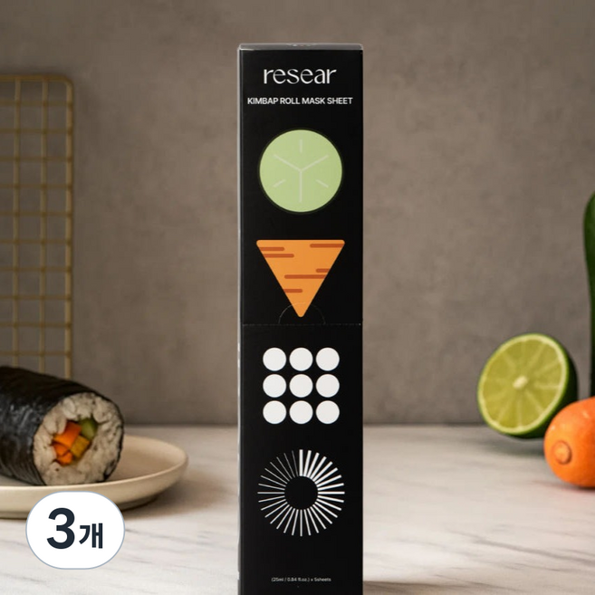 리써 김밥롤 보습 영양 데일리 마스크팩, 3개, 5개입