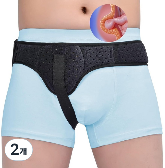 선호그룹 탈장대 보호대 압박대 남성용 남자용 일상용 보호용 팬티 장루 탈장 복부 압박 용품 복대 밴드, 검은색, 2개