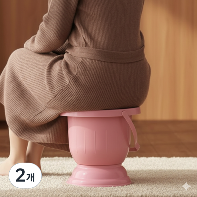 르브아 이동식변기 간이 변기 환자 노인용 캠핑 휴대용 어르신, 핑크, 2개