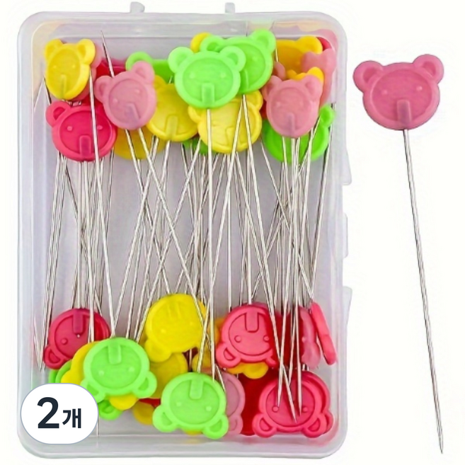 셀고 손잡이가 있어 잡기 편한 시침핀 100개들이, 2개, 혼합색상
