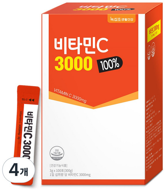 [녹십초] 비타민C 3000 100% (100포), 4개, 300g