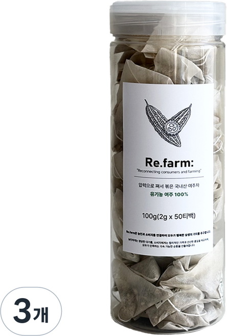 리팜 유기농 여주100% 압력으로 쪄서 볶은 여주차 삼각티백 오픈캡형, 3개, 50개입, 2g