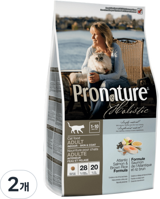 프로네이처 홀리스틱 고양이사료 연어&현미, 연어, 5.44kg, 2개