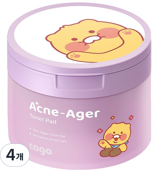 TAGA 리틀춘식이 에디션 아크네이저 토너패드 80매, 4개, 80매입