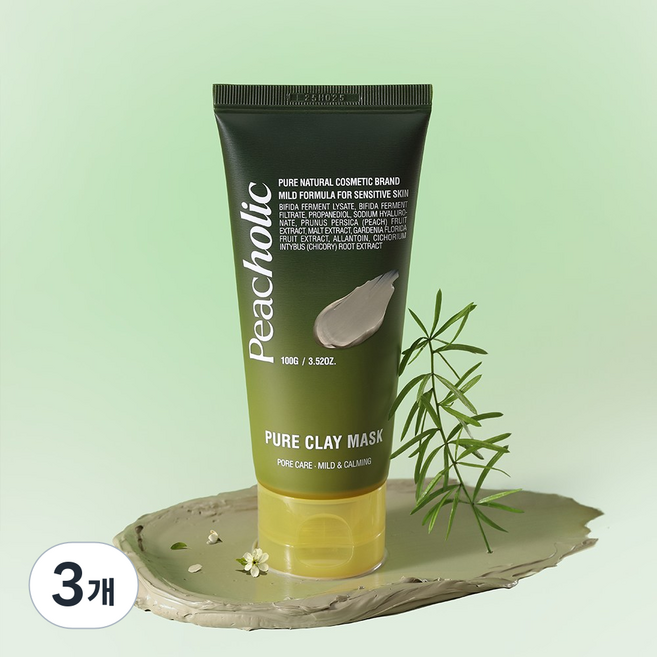 피치홀릭 모공 피지 흡착팩 블랙헤드제거 쿨링워시오프팩 비건 퓨어 클레이 마스크, 3개, 1개입