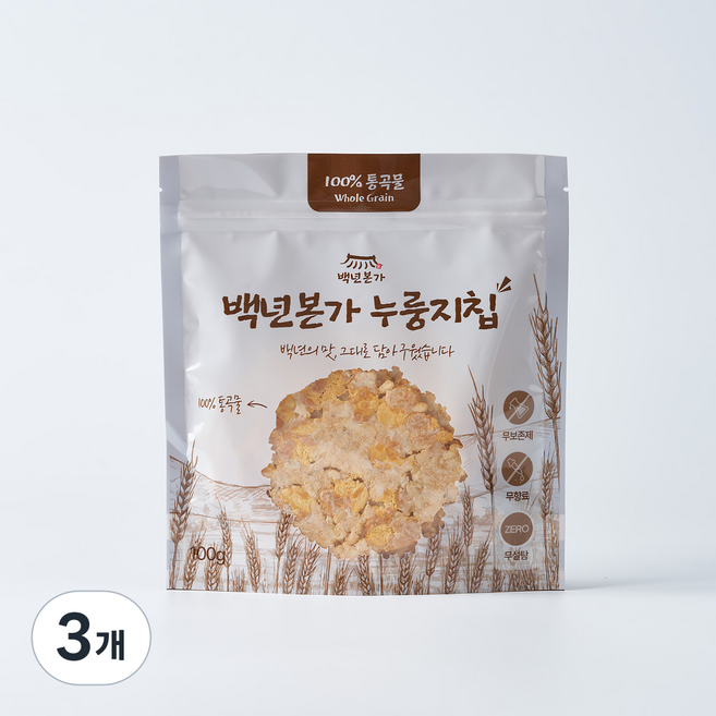백년본가 국내산 1mm 햇쌀 건강간식 현미 귀리 곤약 누룽지칩, 3개, 100g