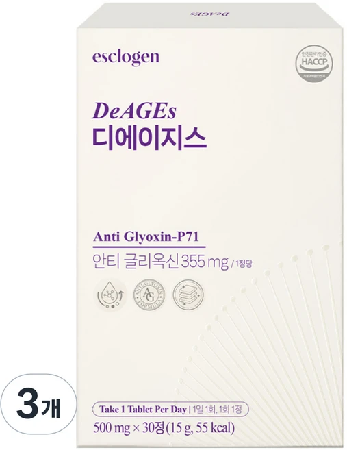 에스클로겐 디에이지스 안티글리옥신 500mg, 3개, 30정 - 쿠팡