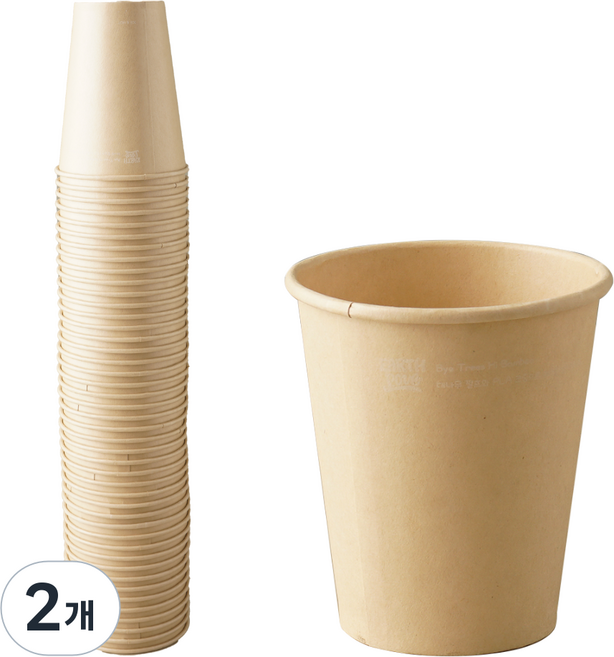 대나무 종이컵 6.5온스 190ml 일회용 PLA코팅 카페용 사무실 자판기 ECH 03, 2개, 50개입