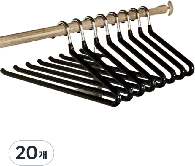 자국없는 리버스 바지걸이 논슬립 슬랙스 행거 옷장 공간절약, 20개, 블랙