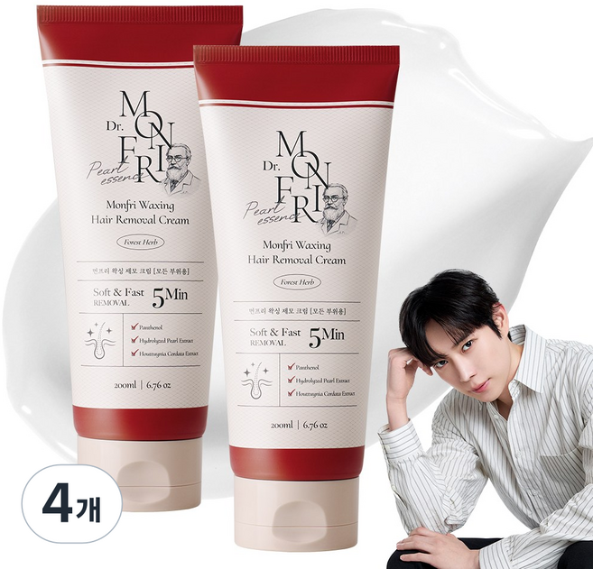 저자극/톤업 먼프리 판텔라 민감성 왁싱 제모 톤업 크림 포레스트 허브 향, 4개, 200ml