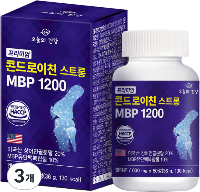 OneuluiGeongang 프리미엄 상어연골 콘드로이친 스트롱 MBP 1200 36g, 3개, 60정