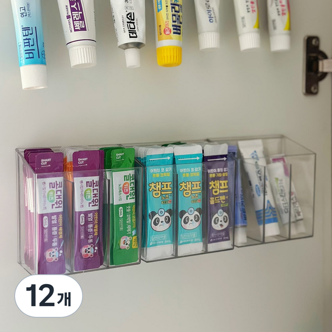 리블리홈 접착식 스마트 수납함, 투명, 12개