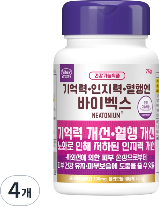 기억력 영양제 포스파티딜세린 은행잎 추출물 두뇌 뇌 개선 노인 수험생 필수 영양제 바이벡스 기억력 V, 4개, 15회분 - 쿠팡