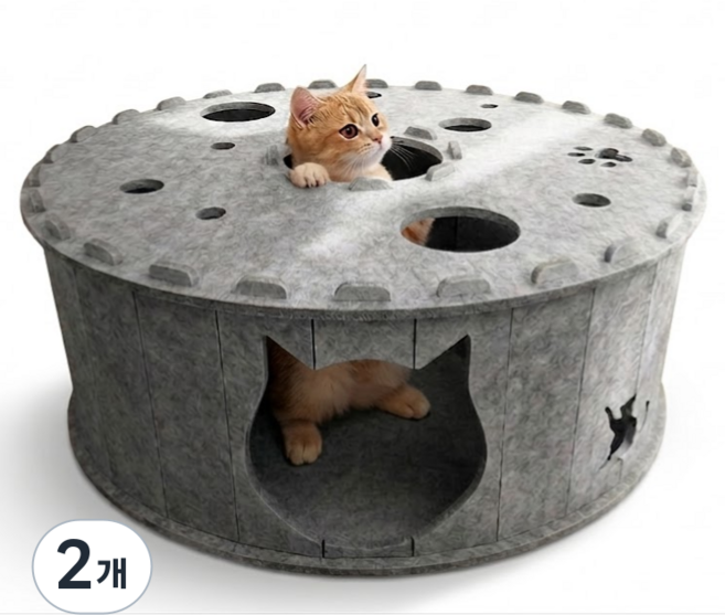 백댄스 원형 터널 고양이 숨숨집, 2개, 그레이