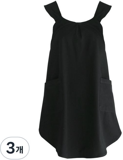 선호그룹 일본앞치마 앞치마 약국 거즈 일회용 행주 끈없는 김장 입는 나일론 보육교사 제작 겨울 미용실 어린이집 린넨 빅사이즈, 검은색, 3개